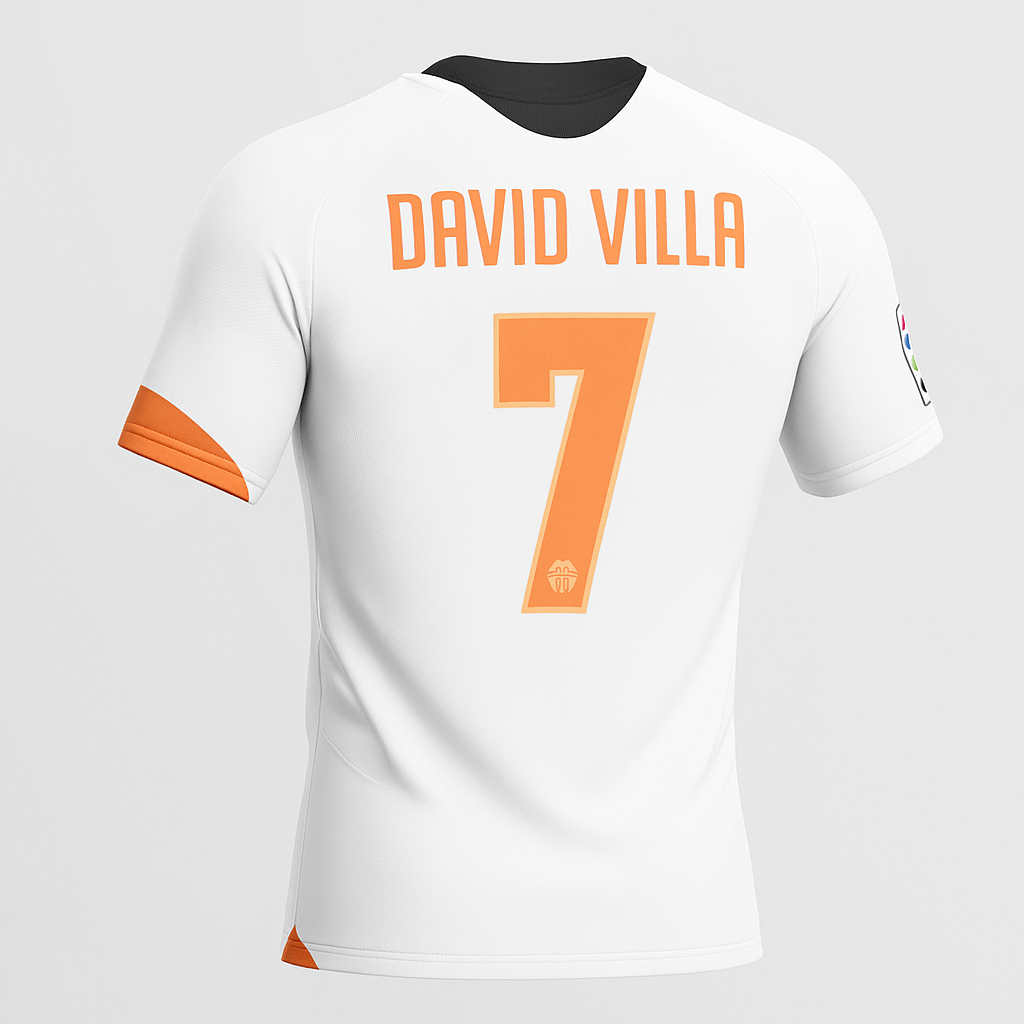 2005–06 Valencia Home David Villa #7 (Feels Like New) - Size S