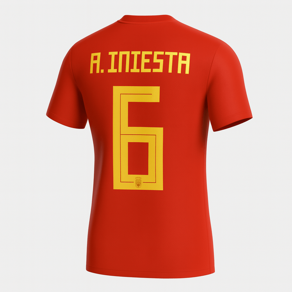 2018 Spain Home Iniesta #6 (New) - Size S