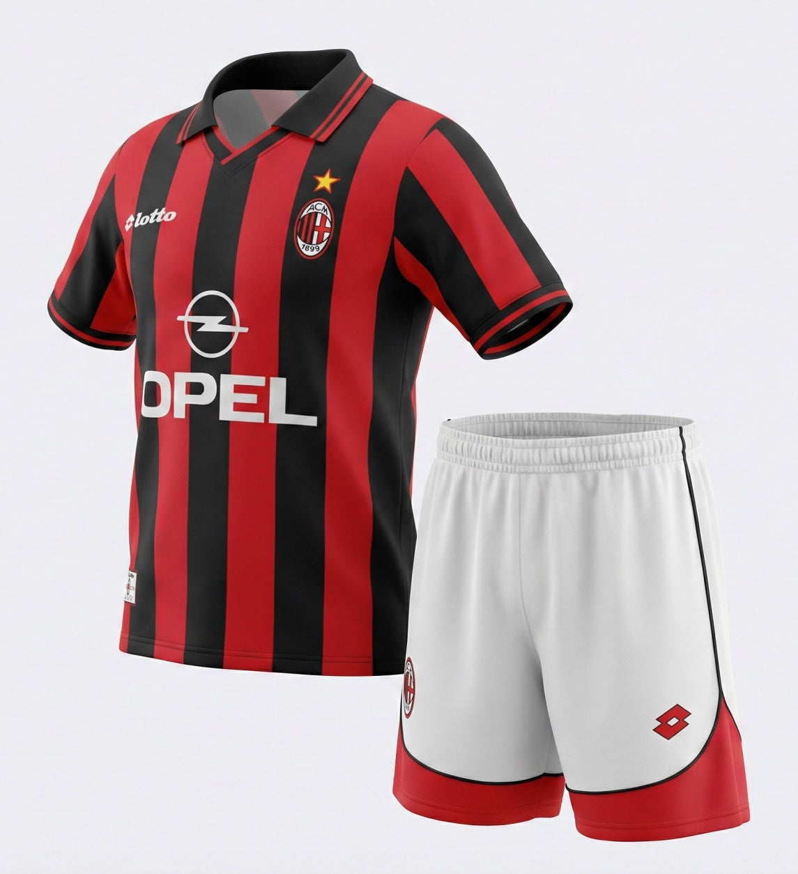 AC Milan Home 1997/1998 Kids Kit (Feels Like New) - Size 22