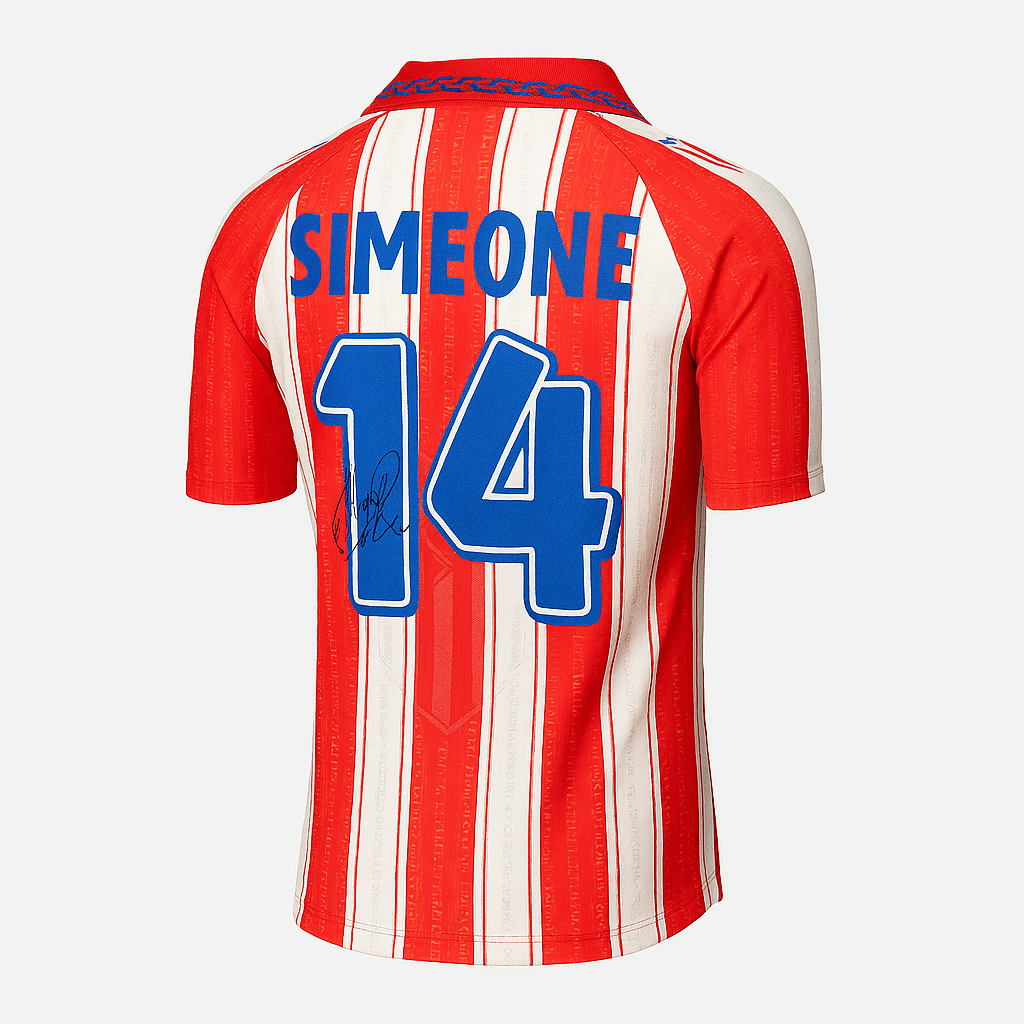 1995–96 Atlético Madrid Home Simeone #14 (Feels Like New) - Size XS