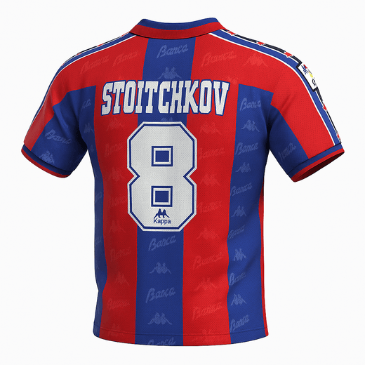 1997–98 Barcelona Home Stoichkov #8 (Feels Like New) - Size S