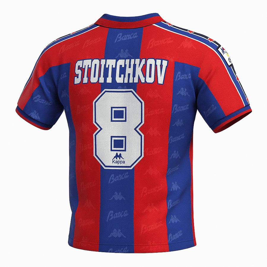 1997–98 Barcelona Home Stoichkov #8 (Feels Like New) - Size L
