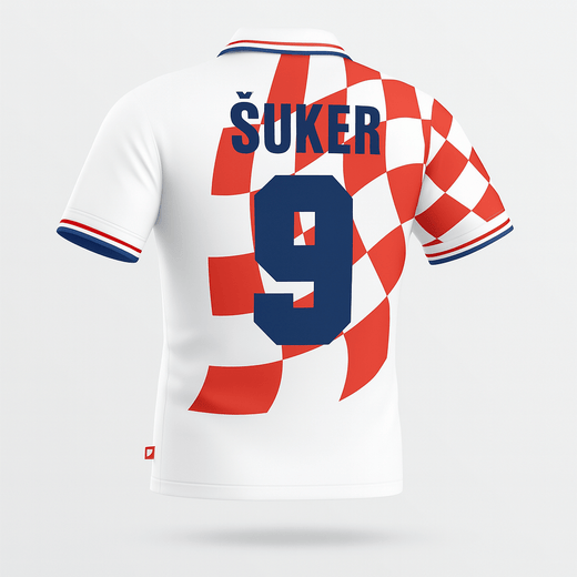 1998 Croatia Home Suker #9 (Feels Like New) - Size L