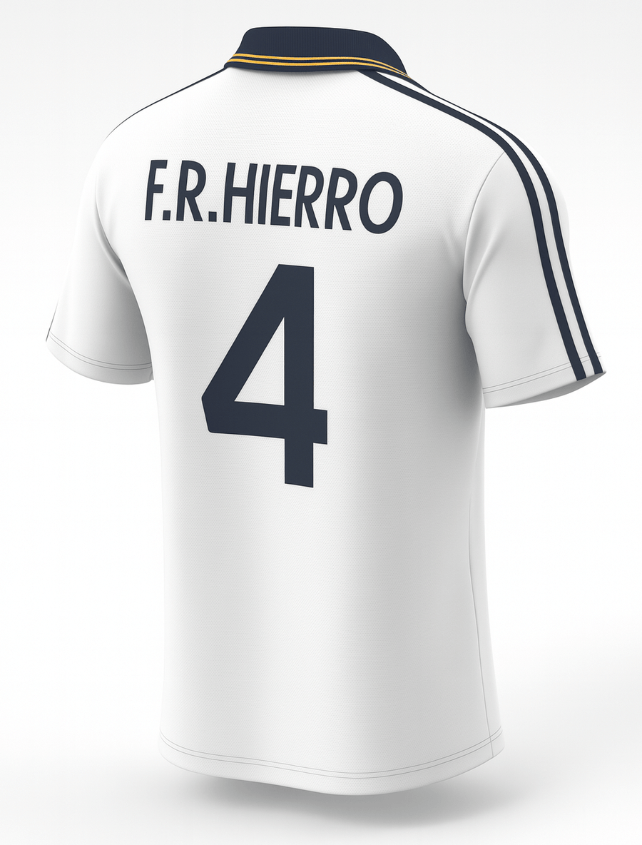 1999–01 Real Madrid Home Hierro #4 (Feels Like New) - Size L