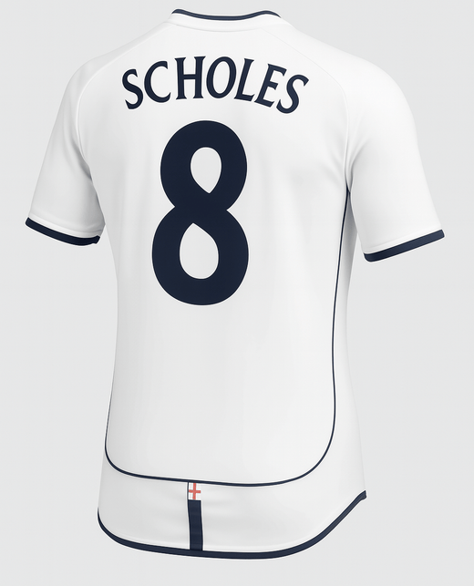 2002 England Home Scholes #8 (Feels Like New) - Size L