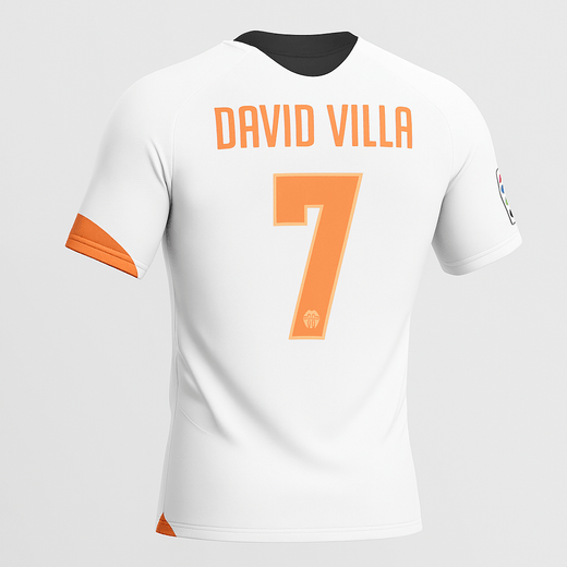 2005–06 Valencia Home David Villa #7 (Feels Like New) - Size L