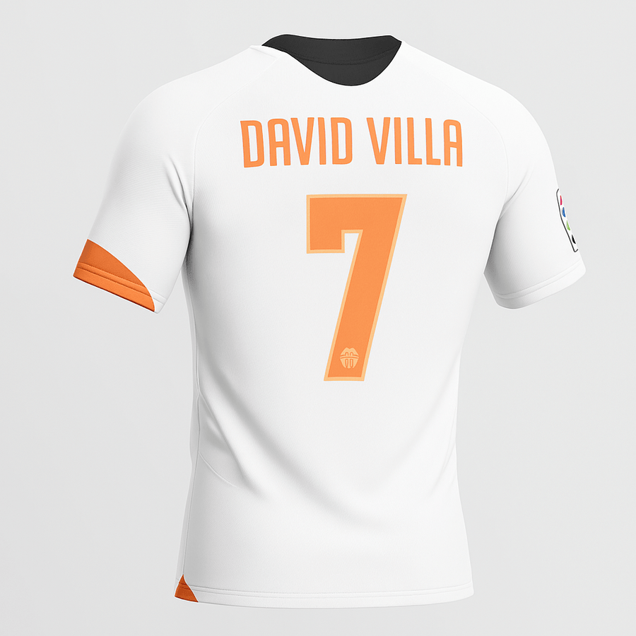 2005–06 Valencia Home David Villa #7 (Feels Like New) - Size L