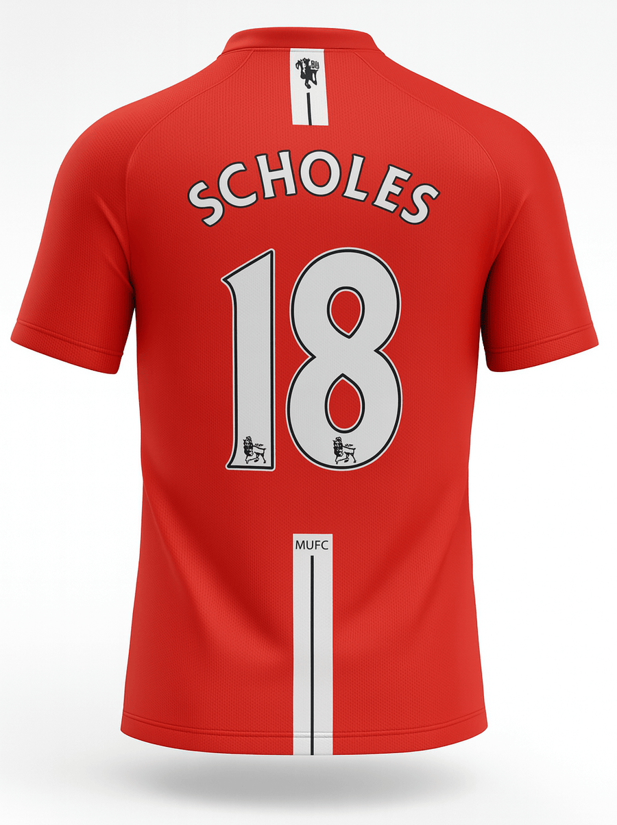 2007–09 Manchester United Home Scholes #18 (New) - Size XL