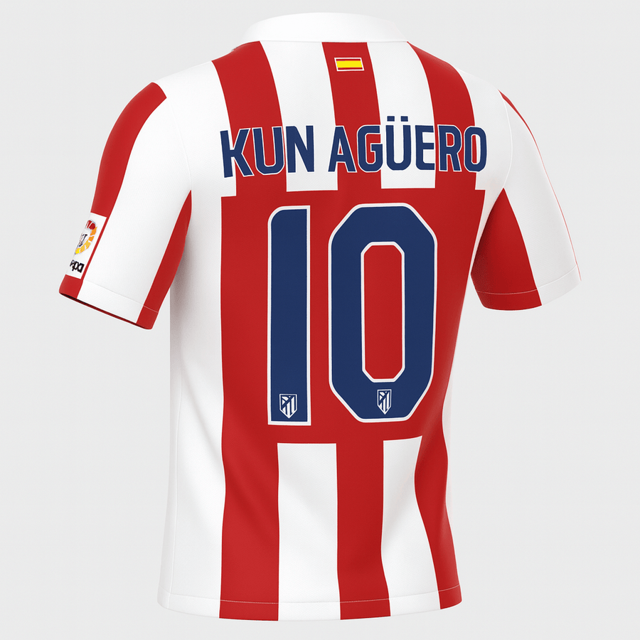 2010–11 Atlético Madrid Home Kun Aguero #10 (New) - Size XXL