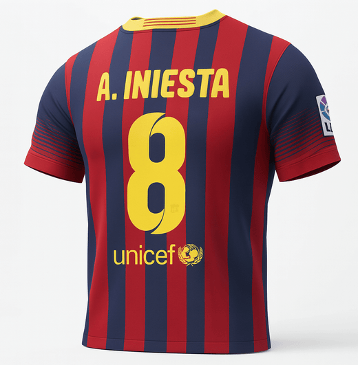 2013–14 Barcelona Home A. Iniesta #8 (New) - Size M