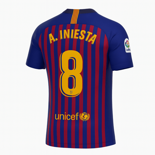 2018–19 Barcelona Home Iniesta #8 (New) - Size M