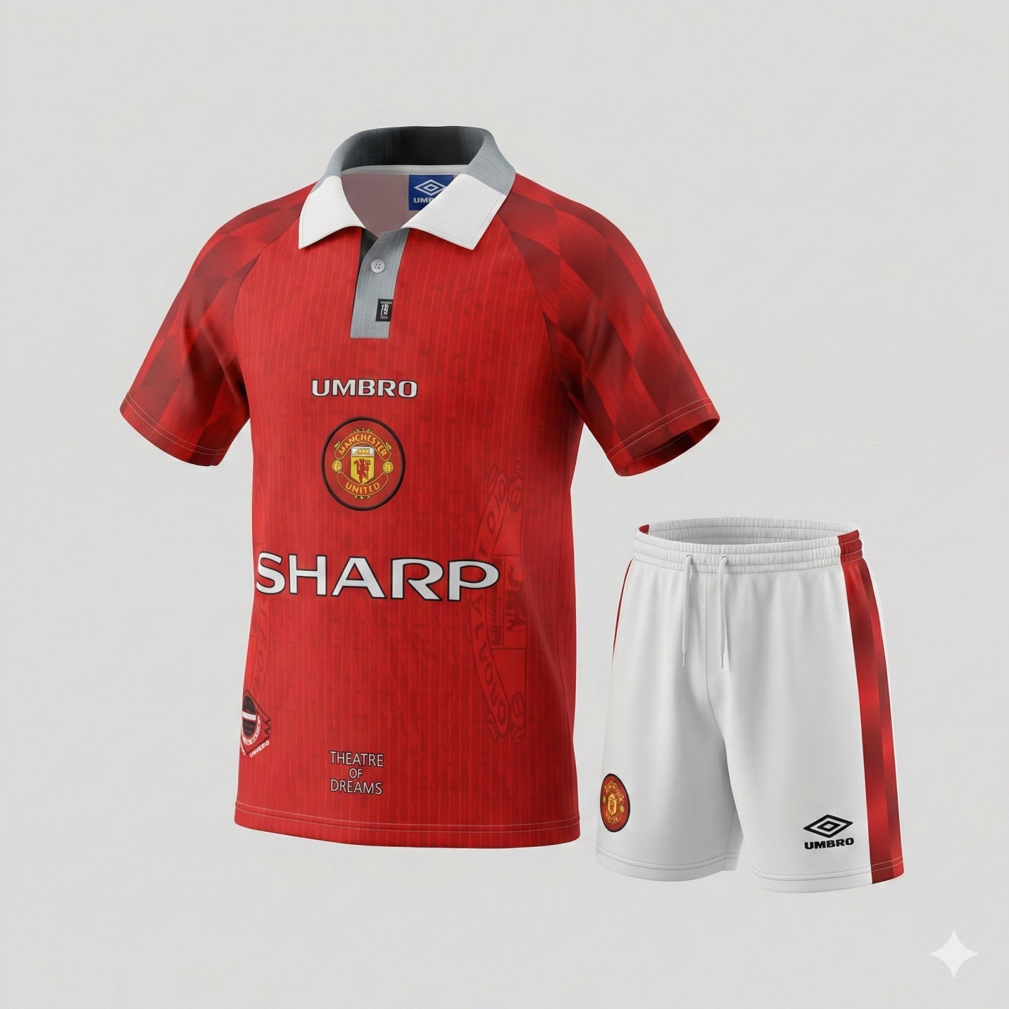 Manchester United Home 1996/1998 Kids Kit (Feels Like New) - Size 18