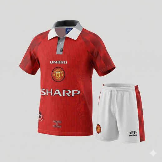 Manchester United Home 1996/1998 Kids Kit (Feels Like New) - Size 24