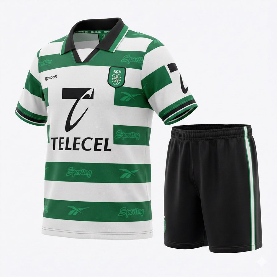Sporting Lisbon Home 1999/2000 Kids Kit (Feels Like New) - Size 26