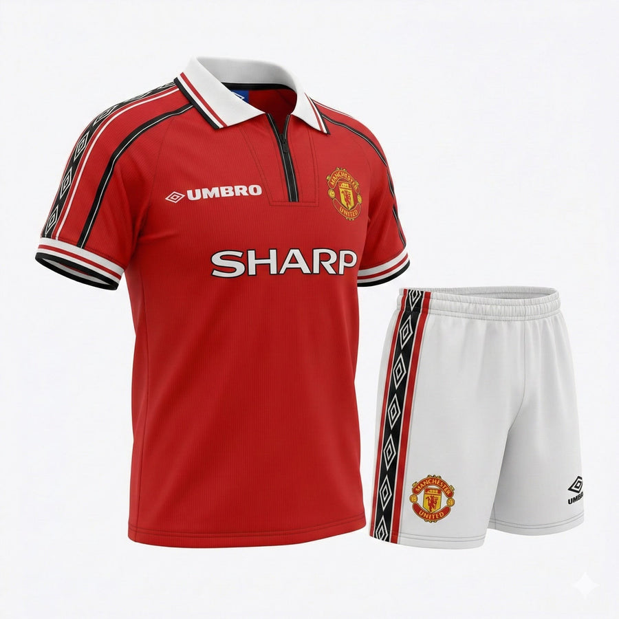 Manchester United Home 1998/2000 Kids Kit (Feels Like New) - Size 22