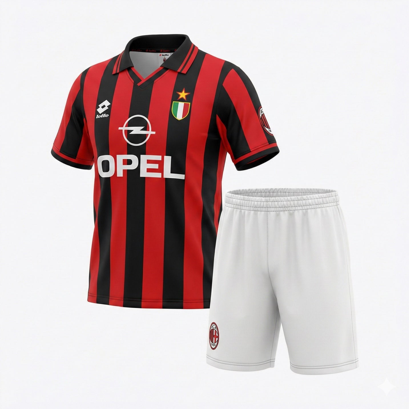 AC Milan Home 1996/1997 Kids Kit (Feels Like New) - Size 22